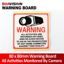 20Pcs Waterproof Sunscreen PVC Decal Sticker Warning Board Monitored By Video Camera 80*80MM CCTV Security Camera Decal Signs