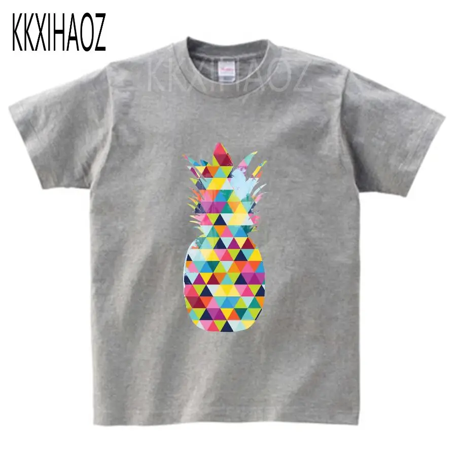 gray childreT-shirt Летняя модная детская футболка с короткими рукавами для мальчиков и девочек милые топы с принтом ананаса, футболка принцессы, подарок на день рождения, От 3 до 9 лет NN - Цвет: gray childreT-shirt