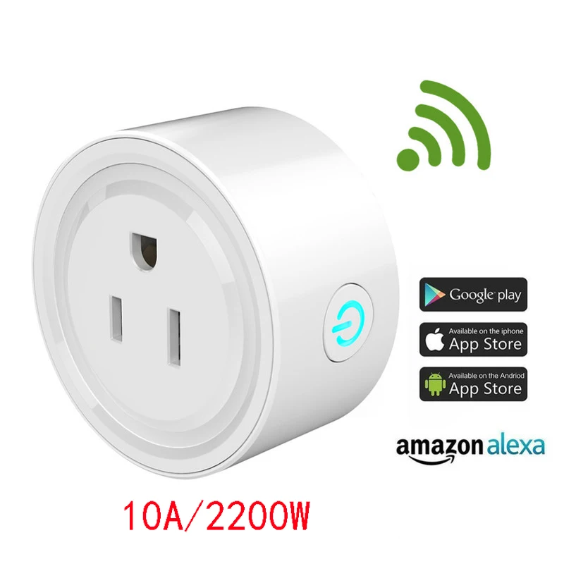 

Smart Socket US Plug WiFi Wireless Remote Automation Module Adaptor with Timer Switch Compatible with Alexa Google Home Voice
