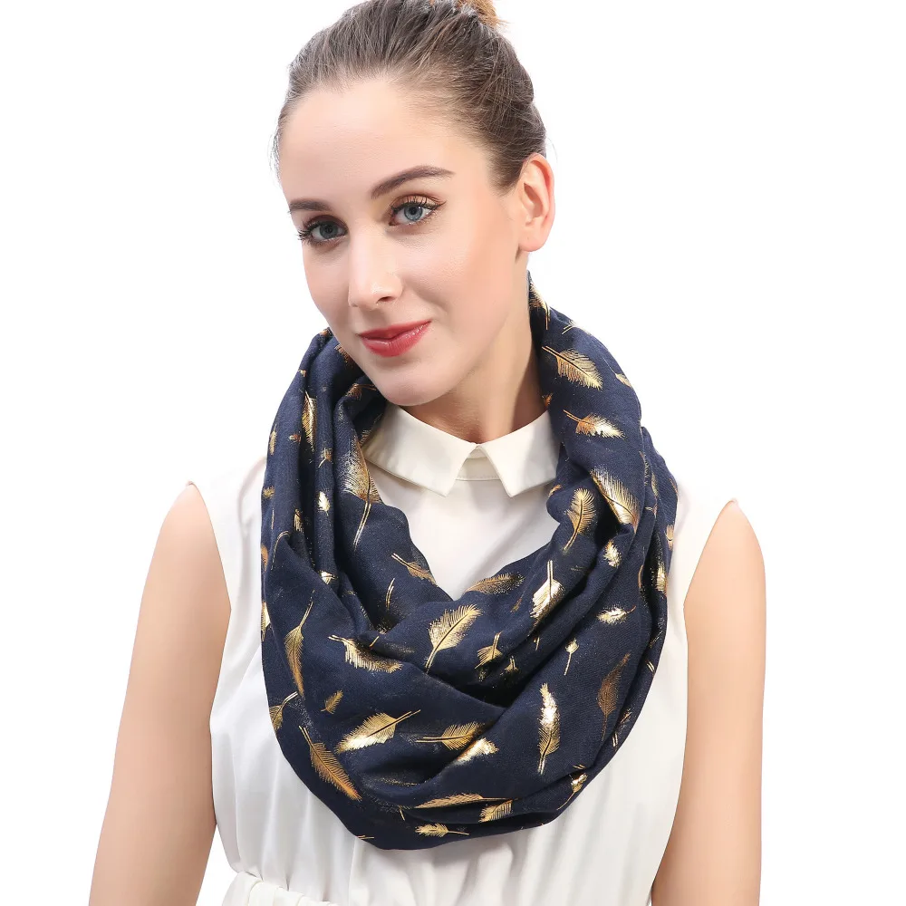 Металлическое золото перо женский Фотофон мягкий легкий|scarf snood|infinity loop scarfloop scarf |