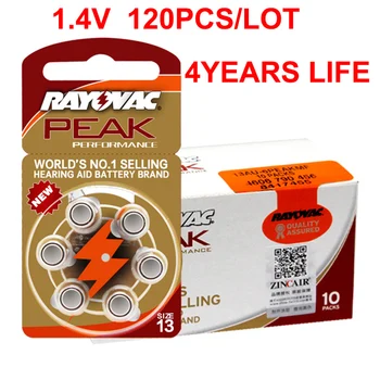 

120PCS x RAYOVAC PEAK Hearing Aid Batteries 13A 120 PCS Hearing Aid Battery. Zinc Air 13/A13