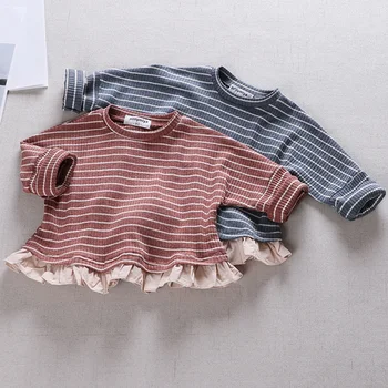 

Spring Autumn Girls T shirt 2019 New Korean Style Baby Girls Tops Cotton Striped T shirt Long Sleeve Girls Clothes BC533