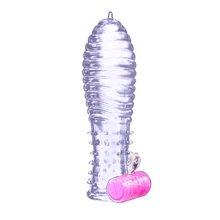 Reusable Condom For Men crystal TPR Penis Sleeve With Spike Dotted Vibrator penis extender Dildo Ejaculation Delay Cock Rings