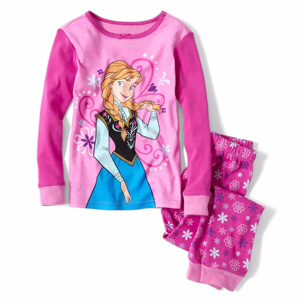 Teenager Girls' Cotton Pajama Set Elsa Anna Princess for Spring Fall
