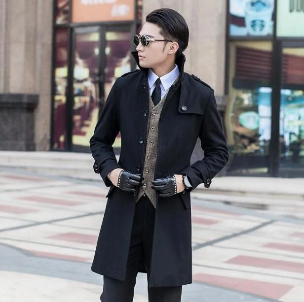 グレー黒青長袖ミディアム ロングウールコート男性ジャケットとコートメンズスリムウールの冬シングルブレストトレンチコートs 9xl Coats Jackets Ladies Jacket Hotjacket Coat Women Aliexpress