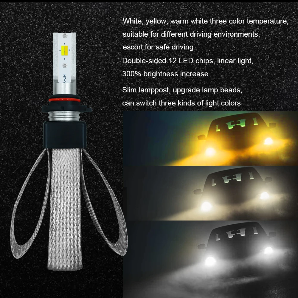 Новые 3 Цвет H4 Светодиодные Автомобильные фары 3000 K 4300 6000 H7 светодиодные 12 V H1 H8 H9