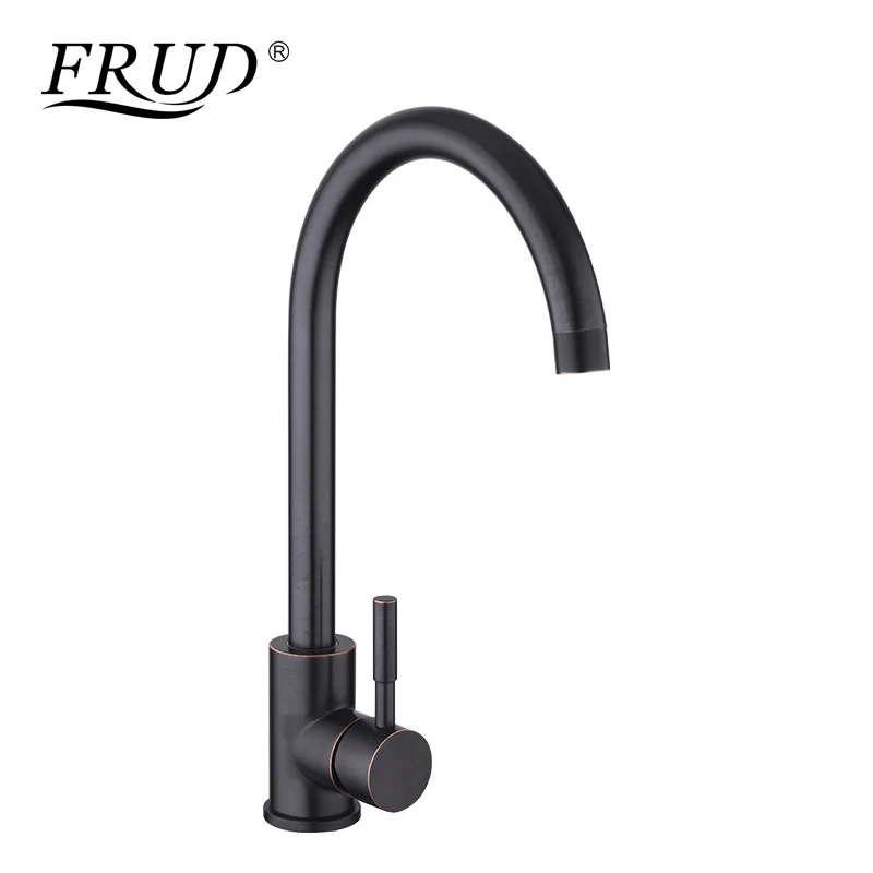 

FRUD New Arrival Black Stainless Steel Kitchen Sink Faucet 360 Degree Swivel Single Handle Kitchen Mixer robinet cuisine Y40002