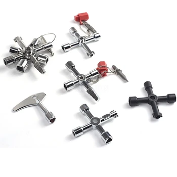 

DHL 50 PCS Multi-Model 10 In 1 Universal Cross Key Plumber Keys Triangle For Gas Electric Meter Cabinets Bleed Radiators