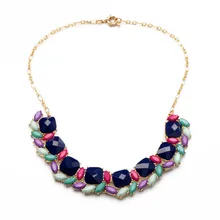 8 Pack EAS Colorful Geometric Resin Charm Statement Necklace Jewelry