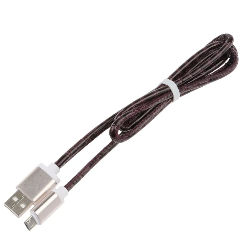 1 м зернистая кожа Striae Micro USB 2A Дата и синхронизация зарядное устройство провод для быстрой зарядки кабель для samsung Galaxy для других телефонов Android - Цвет: Коричневый