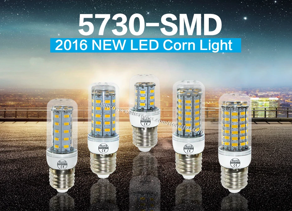 Super LED Bulb E27 E14 220V SMD 5730 LED Lamp 24 36 48 56 69leds AC 230V 5730SMD LED Corn Bulb light Chandelier AC200-240V