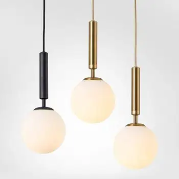 

glass Transparent glass golf glass ball modern hanging lamps Electroplated Copper Gold scrub Black Iron pendant lighting