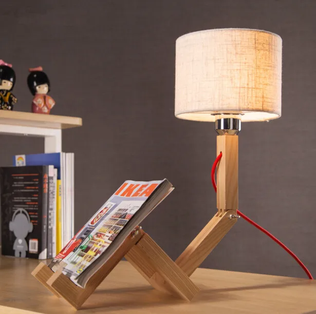 

Creative Robot Table Lamp Northern Europe Wood Study Bedroom Bedside Simple Fashion Personality Study Reading Lamp Free Shipping