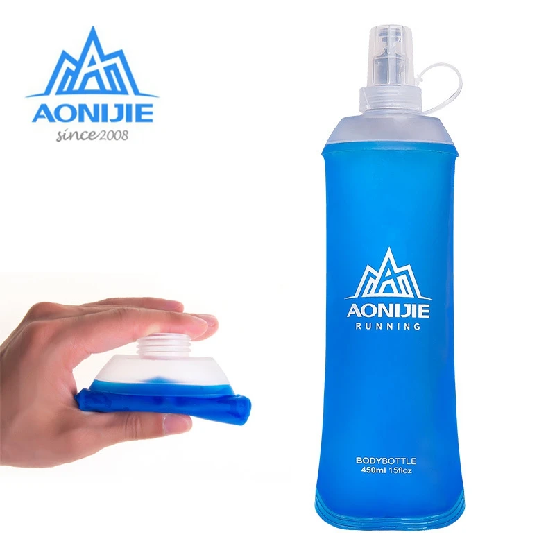 TPU Sport Soft Water Bottle Folding Flask For Running Hiking Cycling Marathon