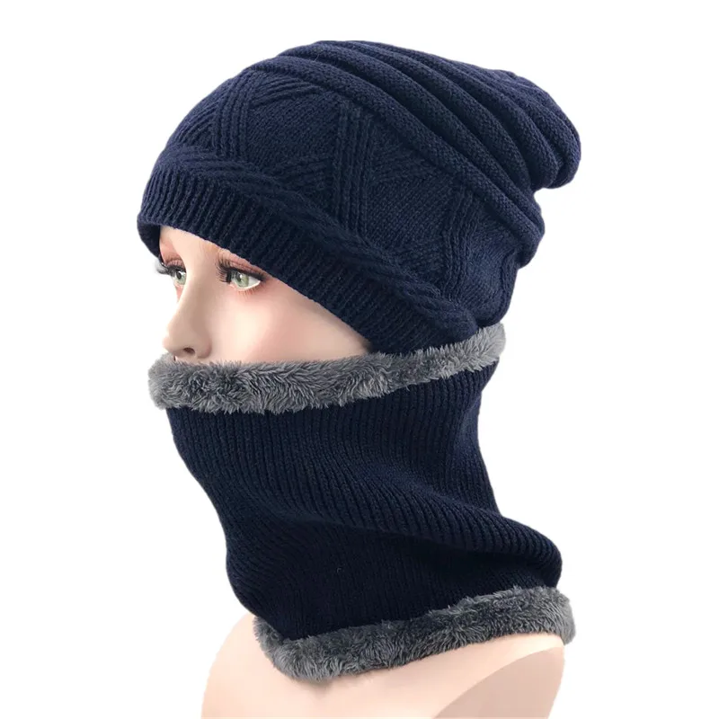 Balaclava Knitted hat scarf caps neck warmer Winter Hats For Men women