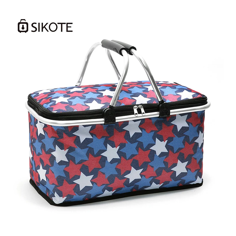 

SIKOTE 29L Portable Collapsible Picnic Basket Cooler Bag Food Wine Fruit Keep Fresh Oxford Multi-function Insulation Lunch Bag