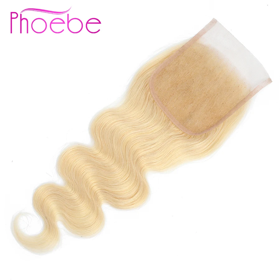 

Phoebe hair #613 Blonde Indian Body Wave Human Hair Closure 4*4 Middle/Free/Three Part Lace Closure Remy #613 Hair Extension