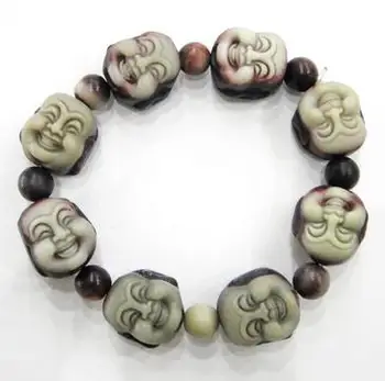 

Delicate double color rough stone Pure manual sculpture of Buddha Lovers style bracelet charm men and women