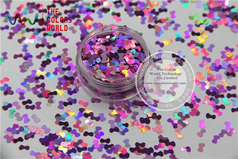 TCA901 laser holographic Peach color Tie shape 5mm Size Glitter paillette spangles for Nail Art and