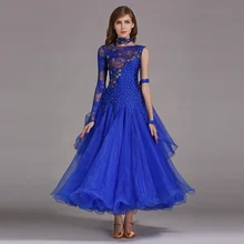 Современное танцевальное платье с кружевным рукавом, одежда для выступлений, стразы, украшение HB194