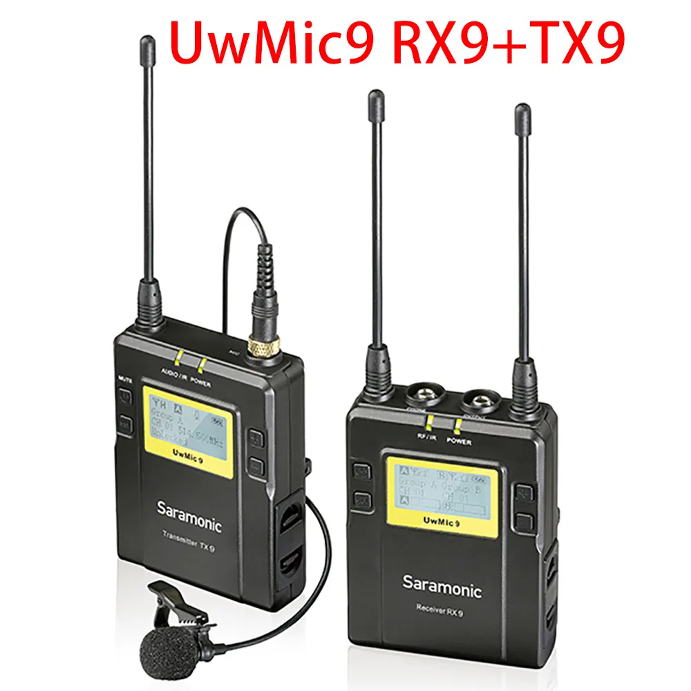 Saramonic UwMic9 Беспроводной микрофон, профессиональный RX9+ TX9+ TX9 UHF Беспроводные ПЕТЛИЧНЫЕ микрофон для цифровой зеркальной камеры Canon Nikon sony Камера