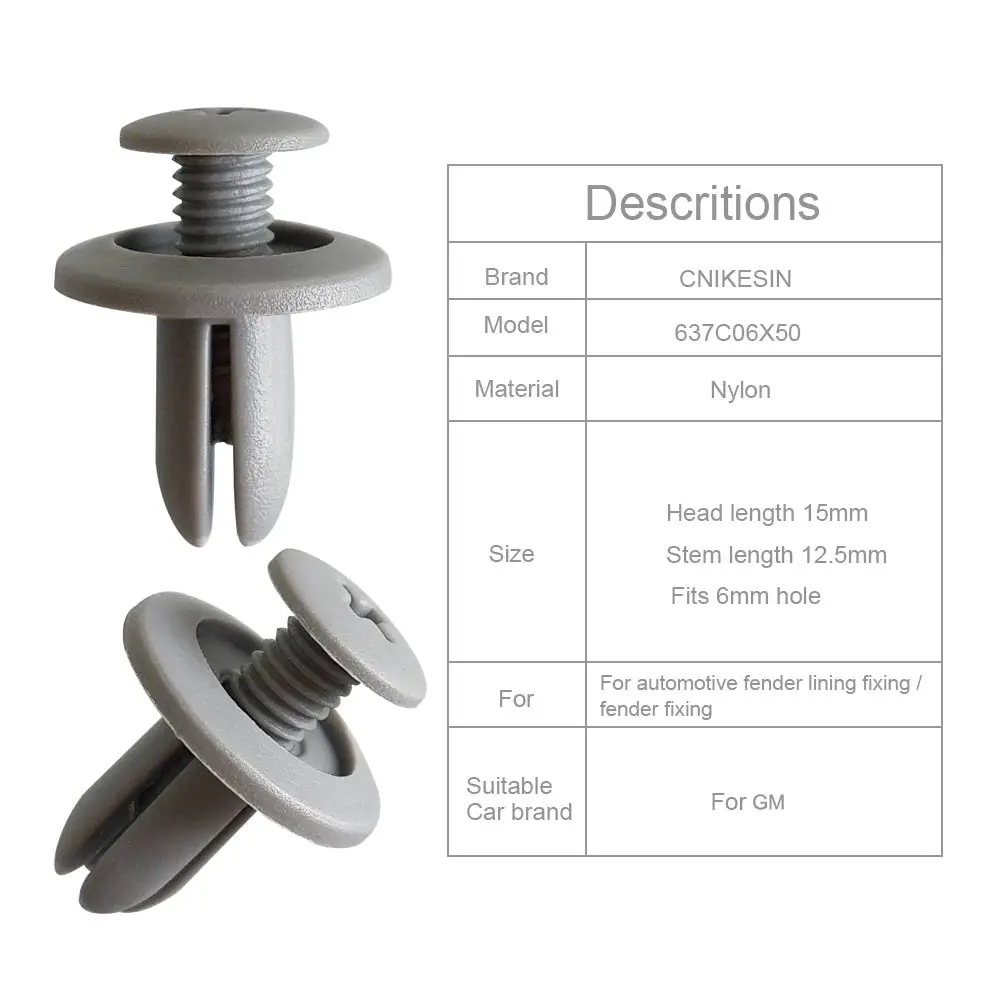 CNIKESIN 50 шт. C06 6 мм автомобильное крыло Push Тип Стопорный Винт заклепки зажимы отверстие Универсальный нейлон авто крепеж