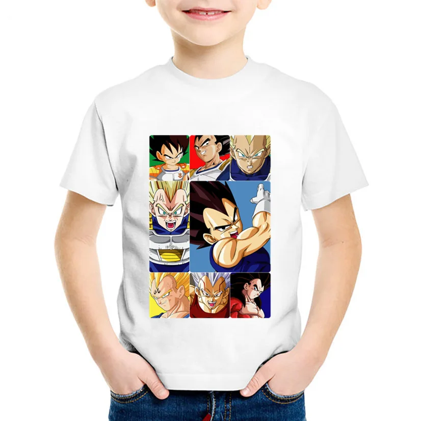 Детские футболки с принтом «Dragon Ball Z», «Эволюция Гоку», детские летние футболки с аниме-мангой, топы для мальчиков и девочек, одежда для малышей, HKP5507 - Цвет: white-B
