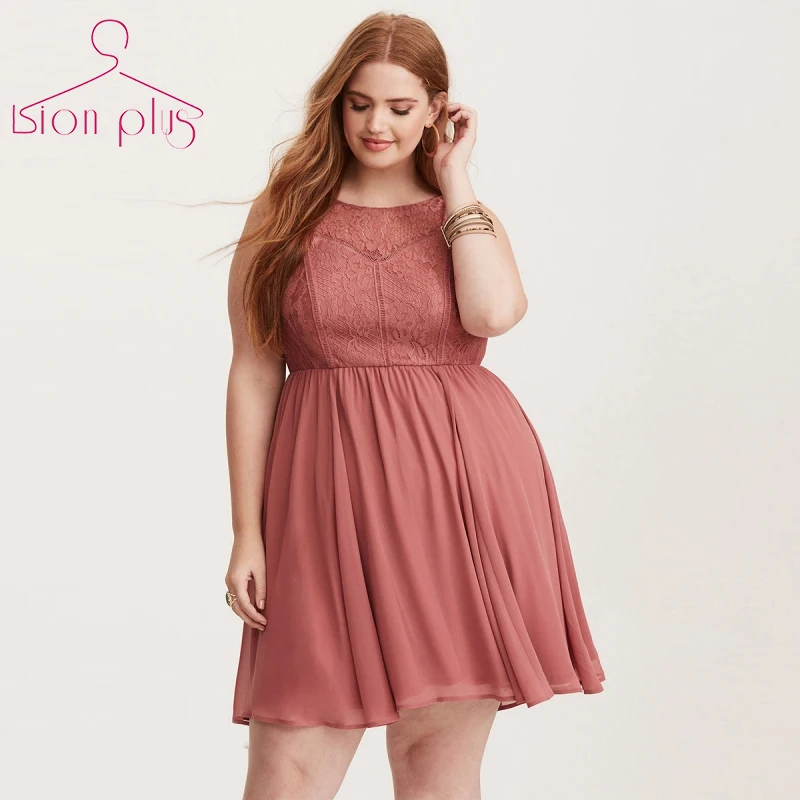 7XL 6XL 5XL кружевное платье 2018 г. летние женские розовый оверсайз сладкий назад