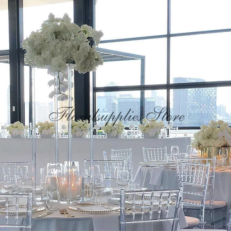 

10PCS height 65 cm / 80 cm / 100 cm diameter 20 cm wedding flower stand clear vase acrylic column display rack