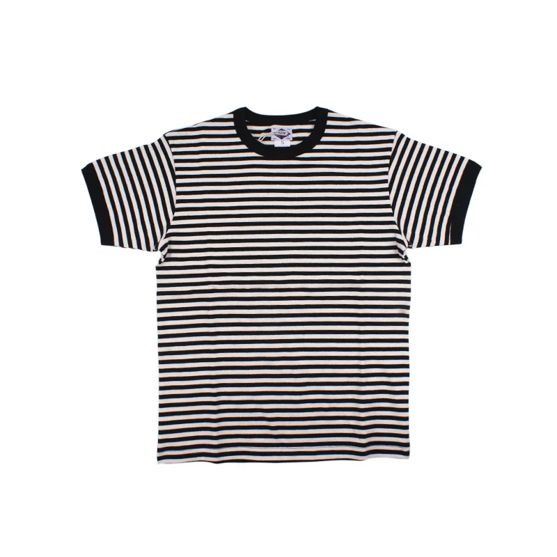 Летние хлопковые темно-полосатая футболка Уличная Для мужчин женская одежда Sailor StripedTops футболка Для мужчин s Slim Fit тяжелым футболка - Цвет: black white stipe