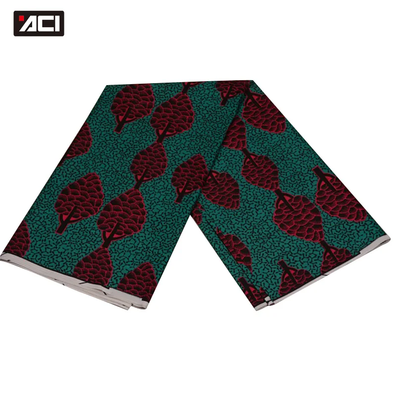 

ACI Veritable Real Wax Fabric 6 Yards Green Color Wax Tissu Aafricain Ankara Nigeria Wax Print Fabric Sewing Super ACI Holland