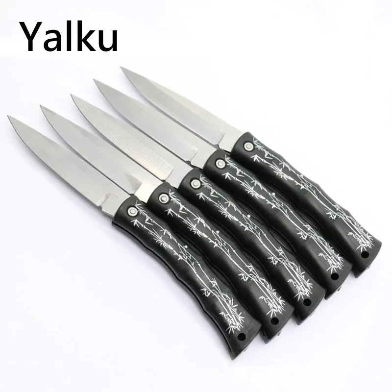 

Yalku New Mini Folding Knife Mushroom Camping Knife Survival Kitchen Fruit Knife Multitool New Folding Tool Printing Bamboo