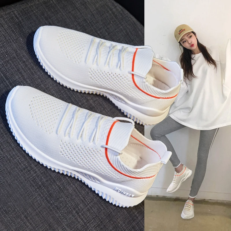 

2019 New Women Sneakers Fashion Socks Shoes Casual White Sneakers Summer Knitted Vulcanized Shoes Women Trainers Tenis Feminino