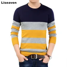 ^#Cheap Liseaven Fashion Men Casual Sweater O-Neck Patchwork Striped Slim Fit Knitting Mens Sweaters Pullovers M-3XL ^#Cheap Liseaven Fashion Men Casual Sweater O-Neck Patchwork Striped Slim Fit Knitting Mens Sweaters Pullovers M-3XL