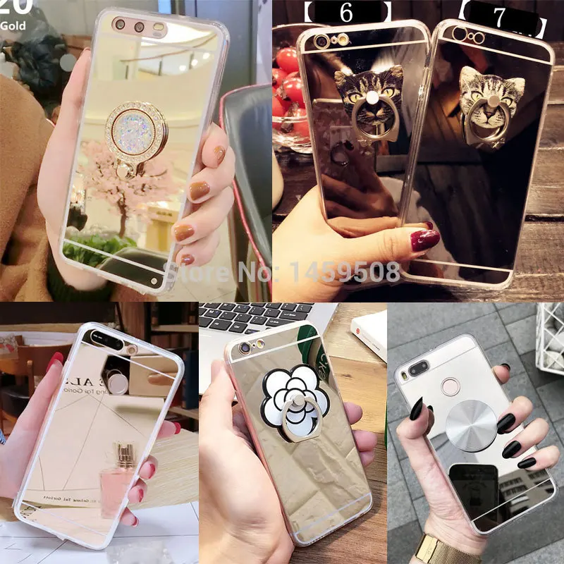

For Samsung Galaxy M10 M20 M30 A10 A20 A30 A50 A70 A40 Silicone Mirror Soft case Bling Diamond Ring Stand Cover