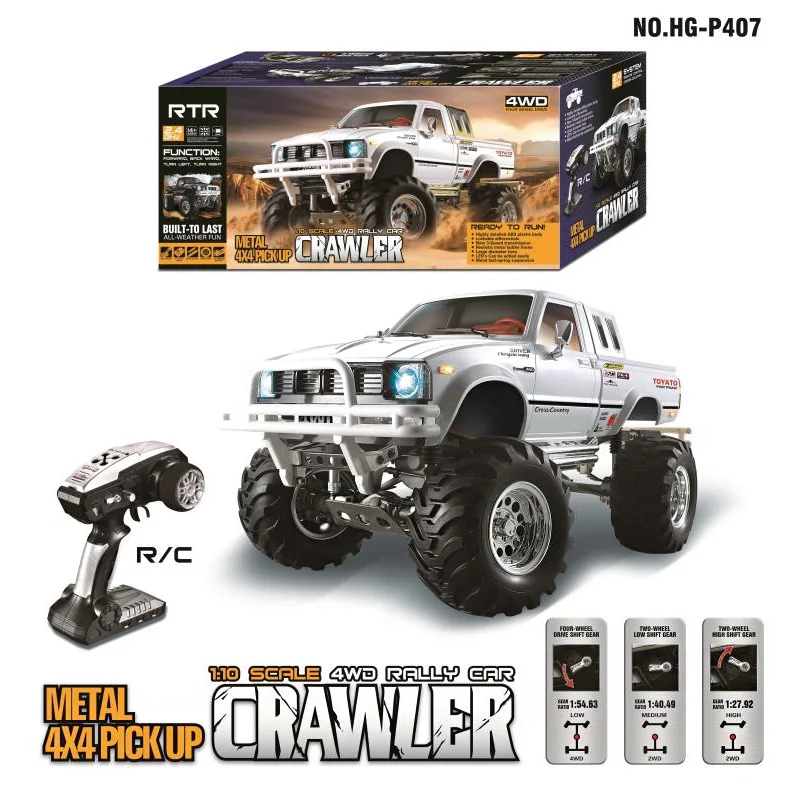 HG P407 1/10 2,4G 4WD 3CH матовый ралли Rc автомобиль TOYATO Металл 4X4 пикап Рок Гусеничный RTR игрушка черный белый подарки для мальчиков Дети