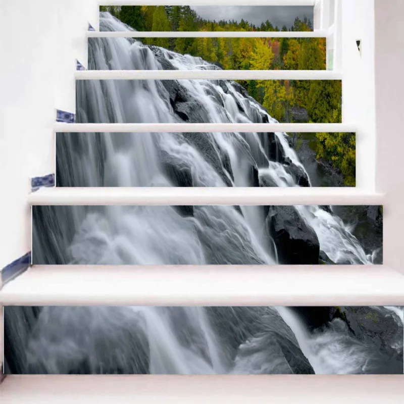 3D самоклеящаяся наклейка с пейзажным узором для лестниц DIY Настенная Наклейка Настенная бумага съемные наклейки из ПВХ бумага для украшения стен