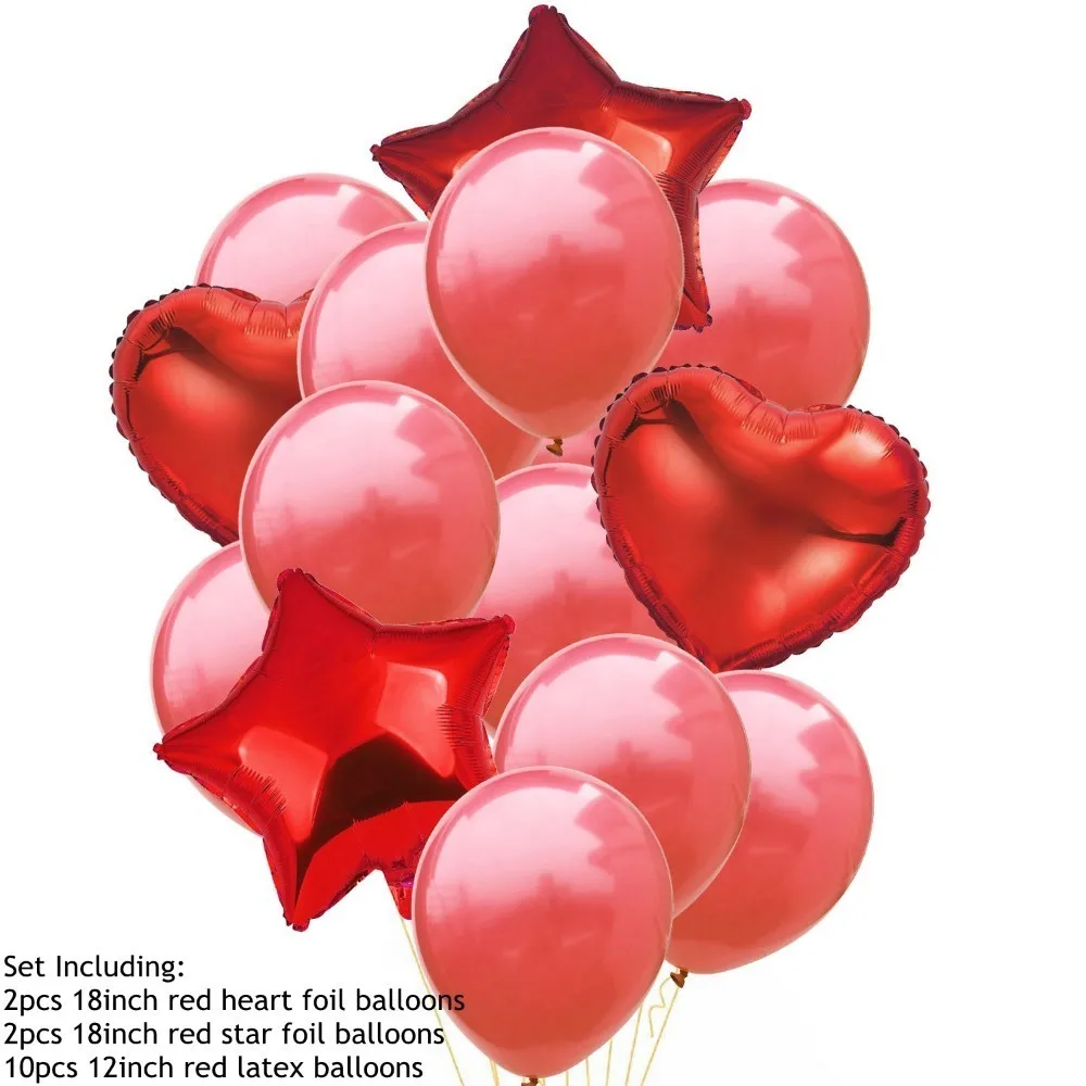 14 шт Смешанные латексные шары воздушные шары с конфетти надувной шар Гелиевый шар для детского душа сувениры на день рождения, свадьбу - Цвет: Red-14pcs