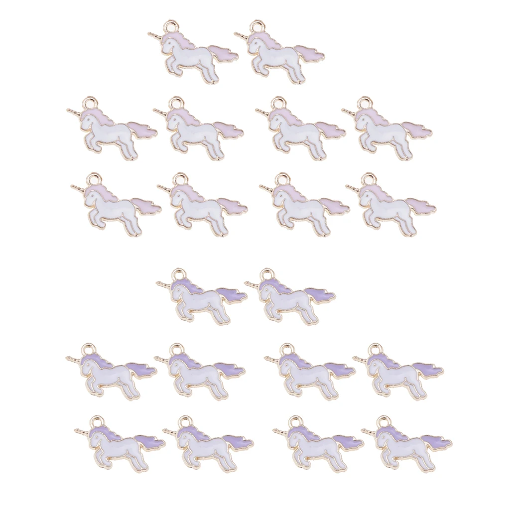 20 Pieces Unicorn Charms Pendant Findings Beads Jewelry Making DIY Crafts Accessories Pink and Purple | Украшения и аксессуары