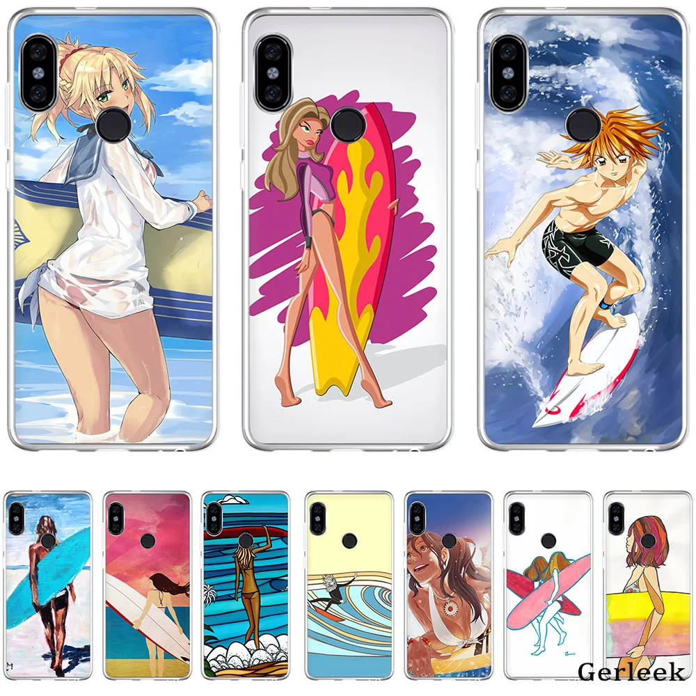 Case Surfing Art Surf Girl Ultra Thin Cartoon Pattern Cover For Xiaomi Redmi Note 4 4A 5A 5 Plus 6 67 GO S2 6A Pro | Мобильные