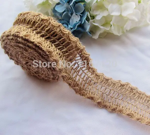 

5m/lot Natural Hessian Burlap Lace Ribbon Vintage Rustic Wedding Decorations 6cm Wide FG22-5