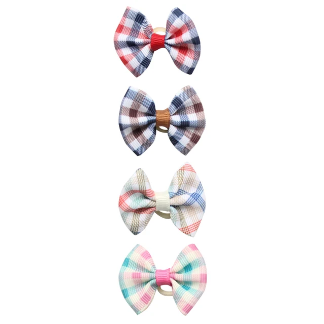 100 Pcs Handmade  Dog Bow  Plaid Ribbon Pattern Dog Grooming  Hair Bow 6029028 Pet Accessories Wholesale