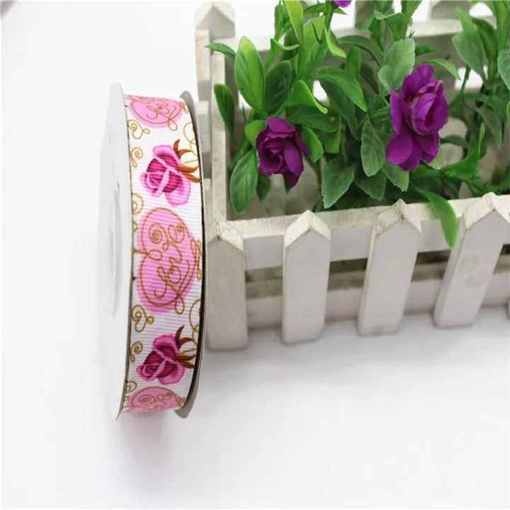 5  2.5cm x25Yard Ribbon Thermal Transfer Toral Printing Ribbons Handmade Diy Satin Ribbon Hair Accessories Gift Box Packaging
