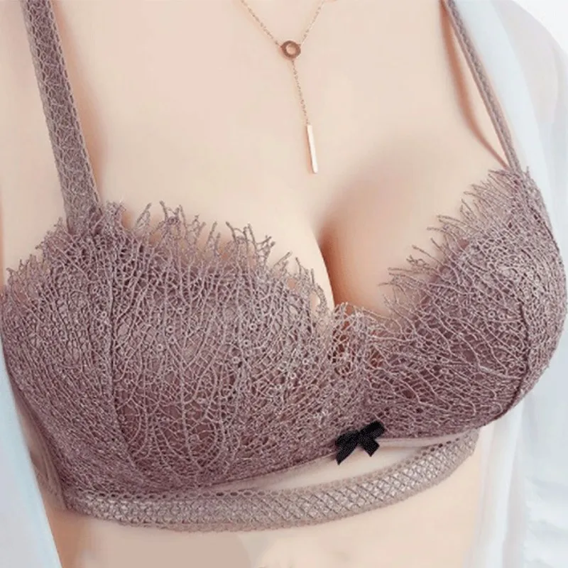 

2019 New Fashion Eyelash Women Bra Wireless Hollow Out Sexy Lingerie Push Up Bra Underwear Half Cup Cozy Women Bra S002