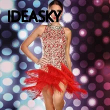 Красный, черный, синий цвет фиолетовый Белый подъюбник 6 Цвета Для женщин леди блесток танцевальные костюмы с бахромой Бальный Танец Сальса платья латинский платья с бахромой