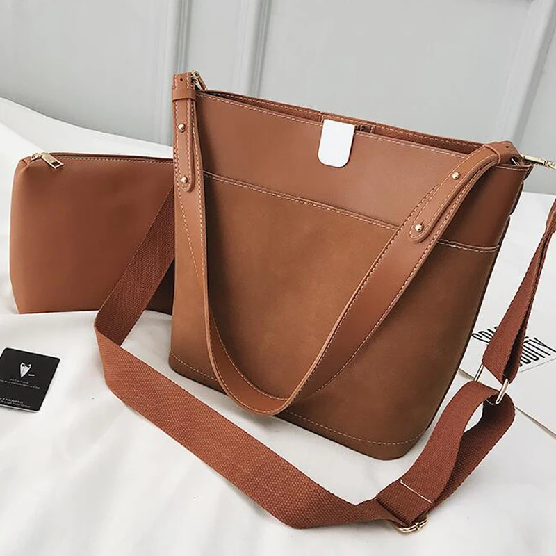 

New Luxury Bucket Women Shoulder Composite Bag Female Crossbody Messenger Bags Leather PU Big Capacity Messenger bag B42-28