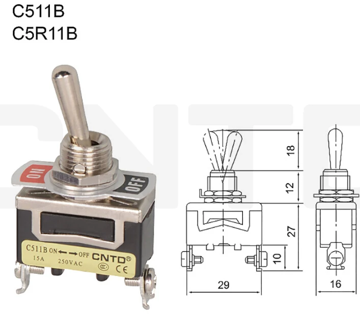 Однополюсный мини переключатель C511B C5R11B 15A 250VAC|switch switch|switch toggleswitch 15a |