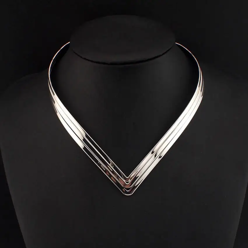 MANILAI North Africa Torques Collar Chokers Fashion 3 Layer Bright Metal Weld Bib Women Necklaces Statement Jewelry CE2524