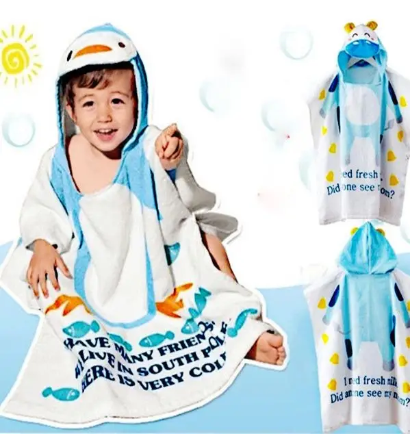 

2016 100% cotton baby beach gown children kids bathrobe beach towels baby cloak cape baby bath towel child hooded bathrobes
