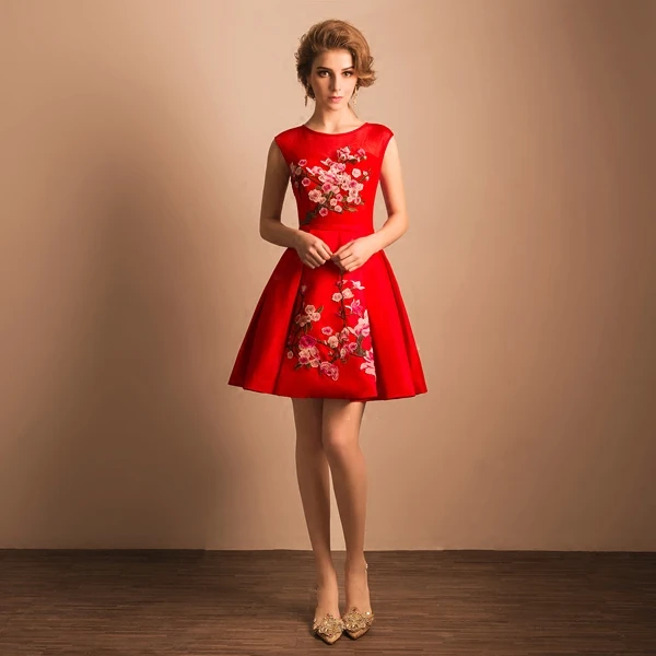 Vestidos de fiesta cortos ocasiones especiales vestido Rojo Perspectiva Backless Princesa Corto Vestido de fiesta 2017 Nuevos Ve.